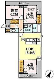 ガーベラ・グレイス 1階3LDKの間取り