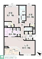 パティオス16番街 5階2LDKの間取り