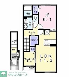 ソレイユ．Ｆ 2階1LDKの間取り