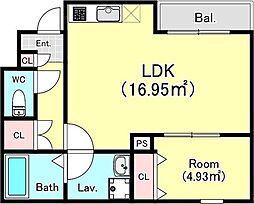 ジークレスト千葉浜野 1階1LDKの間取り