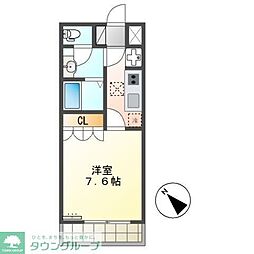 ブランシュール 1階1Kの間取り