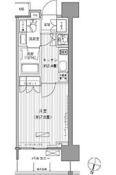 ヒューリックレジデンス千葉中央 7階1Kの間取り
