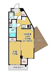プリファード幕張 1階1LDKの間取り