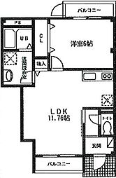 グリーンゲイブルズ 1階1LDKの間取り