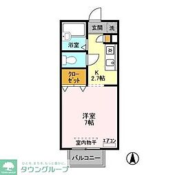 パセオおゆみ野 1階1Kの間取り