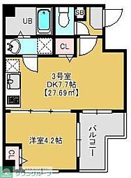 カイテキース 1階1DKの間取り