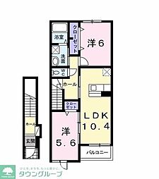 マーベラスガーデン 2階2LDKの間取り
