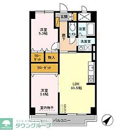 ミドルロード壱番館 2階2LDKの間取り