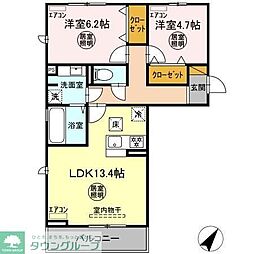 グランソレイユ 1階2LDKの間取り