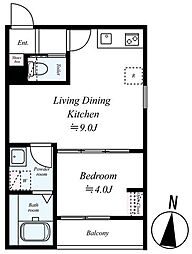 GRADUS八千代台III 1階1LDKの間取り