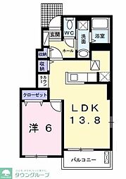 ル・ソレイユ 1階1LDKの間取り