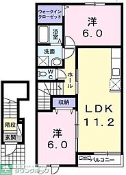 エレガント・セレーノII 2階2LDKの間取り