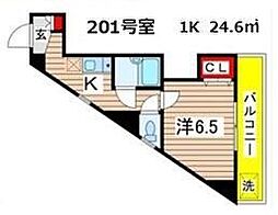 マドンナ西千葉 2階1Kの間取り