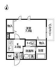Ｒ＆Ｍ 2階1Kの間取り