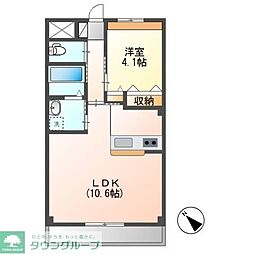 メルヴェールエスト 2階1LDKの間取り
