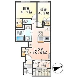 Ｃｏｌｚａ（コルザ） 1階2LDKの間取り