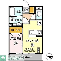 エヴァーラスティング千葉 2階1DKの間取り