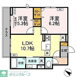 D-ROOM新宿I-A 2階2LDKの間取り