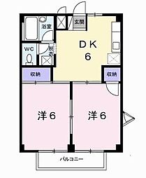 JR内房線 八幡宿駅 徒歩13分の賃貸アパート 2階2DKの間取り