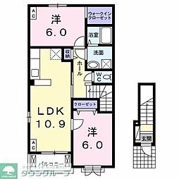 モアニケアラ 2階2LDKの間取り