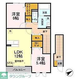 ベイヒルズ 2階2LDKの間取り