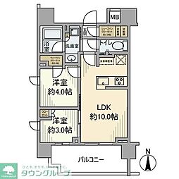 プレミアムレジデンス千葉ステーションサイト 7階2LDKの間取り