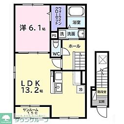 エレガンスロワイエ 2階1LDKの間取り
