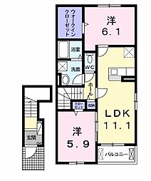 アーバン　デュオ　II 2階2LDKの間取り