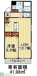 富士見ＮａｍｅｋｉＭａｎｓｉｏｎ 8階1LDKの間取り