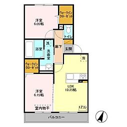 WARABI 2階2LDKの間取り
