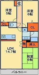 コスモ京葉蘇我 3LDKの間取図画像