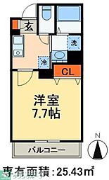 カーサスミレセグンダ 1Kの間取図画像
