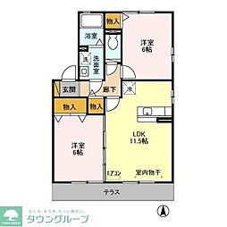 ロジュマンミヤカイドウA棟 2LDKの間取図画像