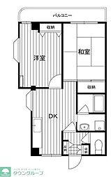 ピュアハイツ長洲 2DKの間取図画像