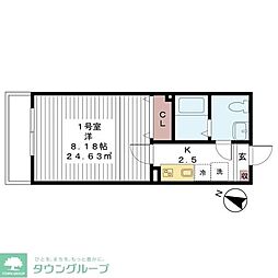 AJ蘇我West1 1Kの間取図画像