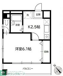サンライズビル 1Kの間取図画像