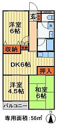 リバーストーンA 3DKの間取図画像
