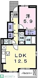 カーサボヌールA 1LDKの間取図画像
