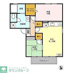 コスモパークB 2DKの間取図画像