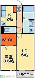 プレジール3 2Kの間取図画像