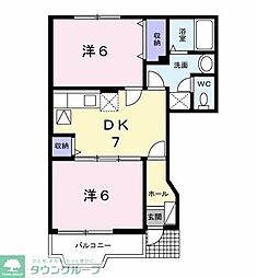 ヴィラアヴニールB 2DKの間取図画像
