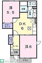 ヒルサイドテラス 2DKの間取図画像
