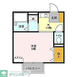 サニーハウスS 1Kの間取図画像