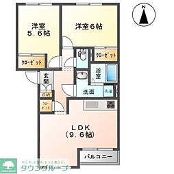 シティルミナス 2DKの間取図画像