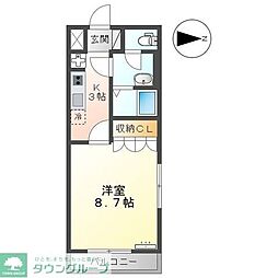 ル・シェモア 1Kの間取図画像