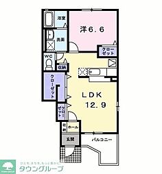 エヴァーグリーン 1LDKの間取図画像