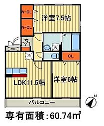 リビングタウンみつわ台 2LDKの間取図画像
