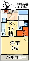 フェリシタージ 1Kの間取図画像