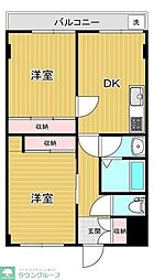 武蔵屋グランパレス 2DKの間取図画像