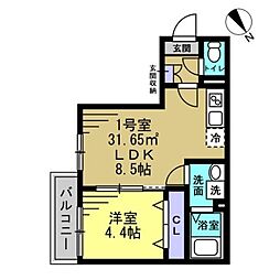 AJ稲毛 1LDKの間取図画像